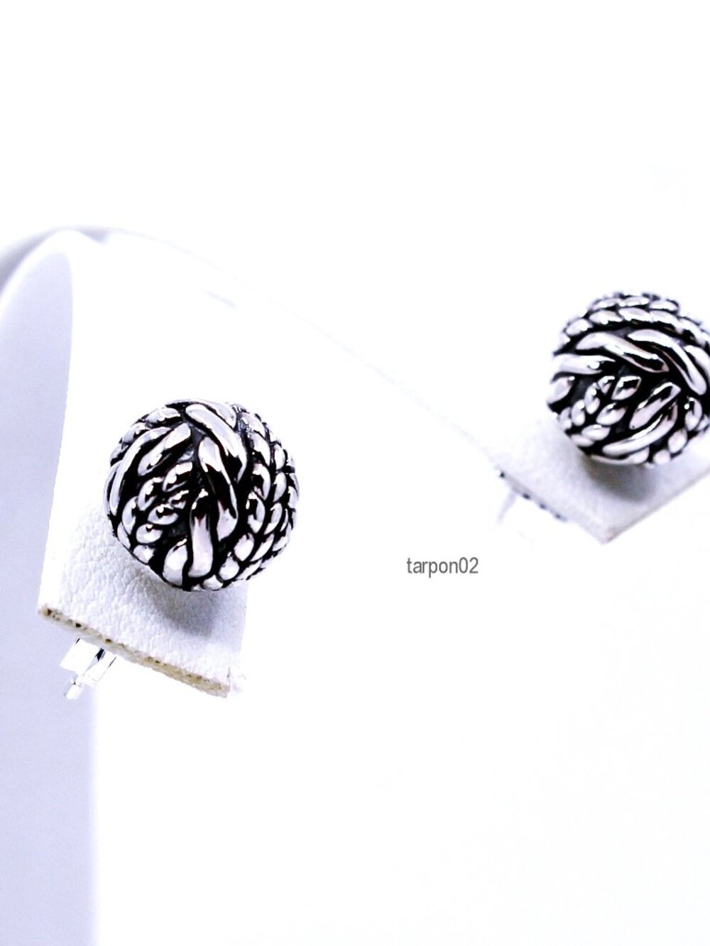 John Hardy JAI Ireland Cable Knit Stud Sterling Silver Earrings - 10mm NIB